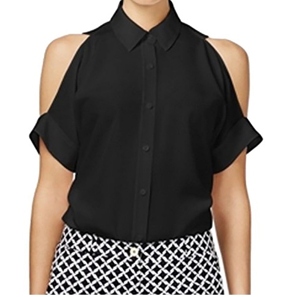 MICHAEL MICHAEL KORS cold shoulder black shirt